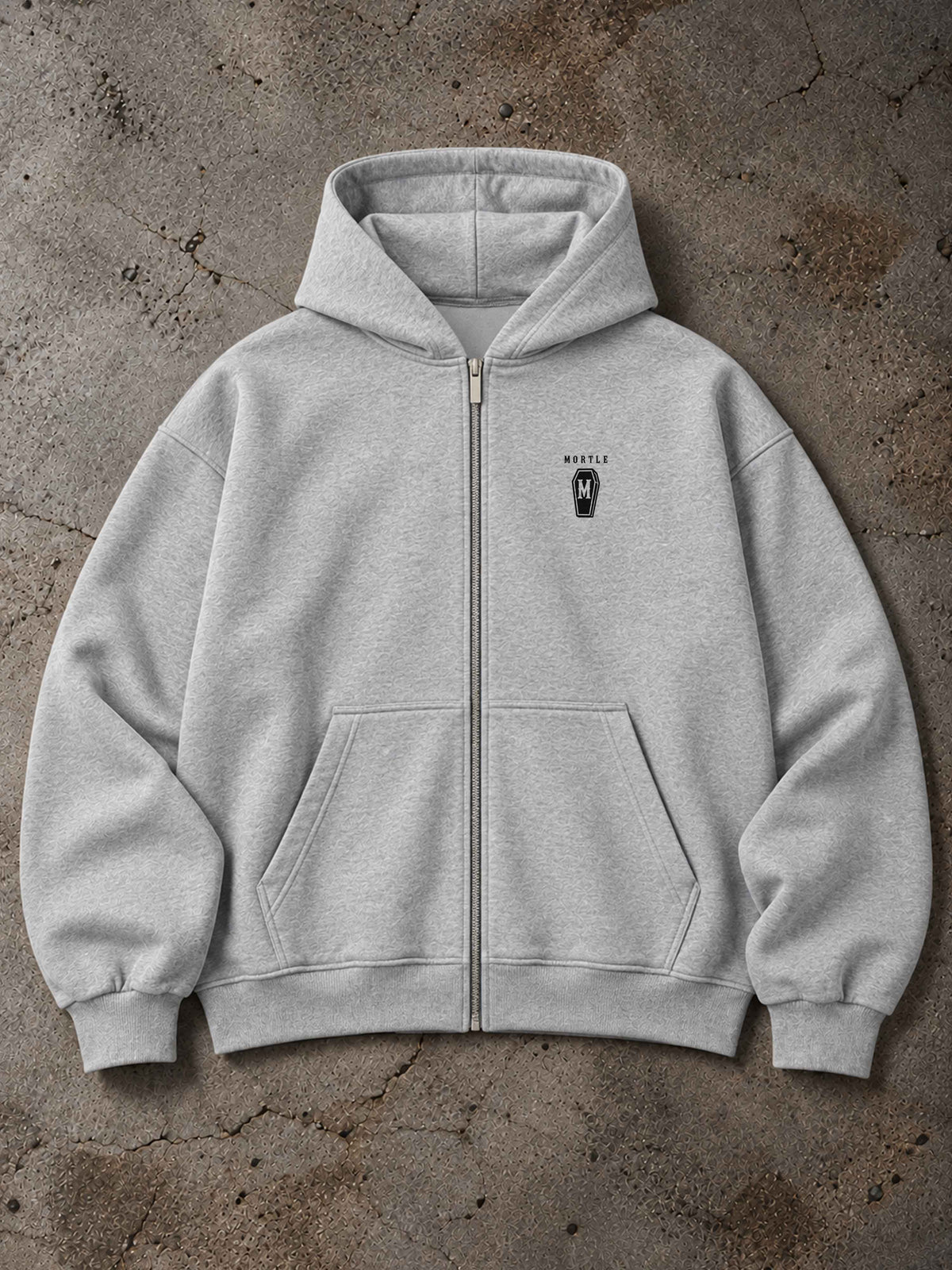 Octopus – Oversized Tattoo Zip Hoodie – melange grey