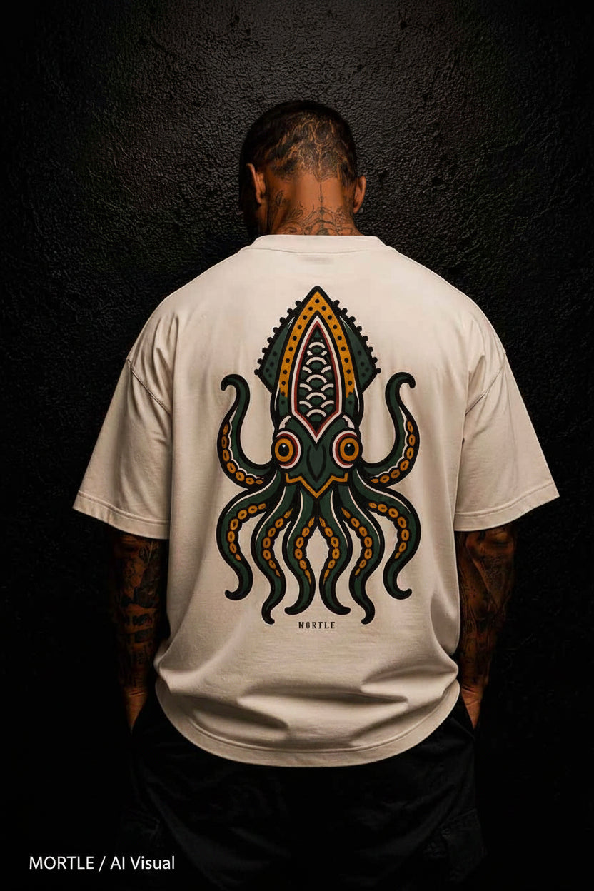 Poulpe - T-shirt tatouage oversize