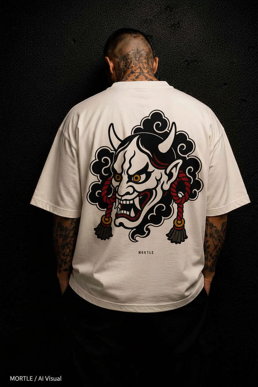 Oni - Tattoo - Traditional Tattoo oversized T-Shirt offwhite - MORTLE