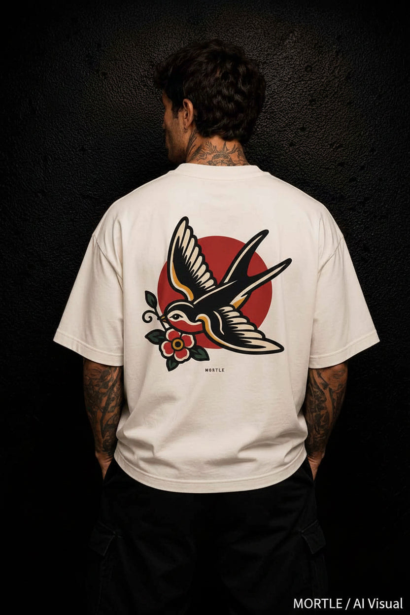 Hirondelle - T-shirt tatouage oversize