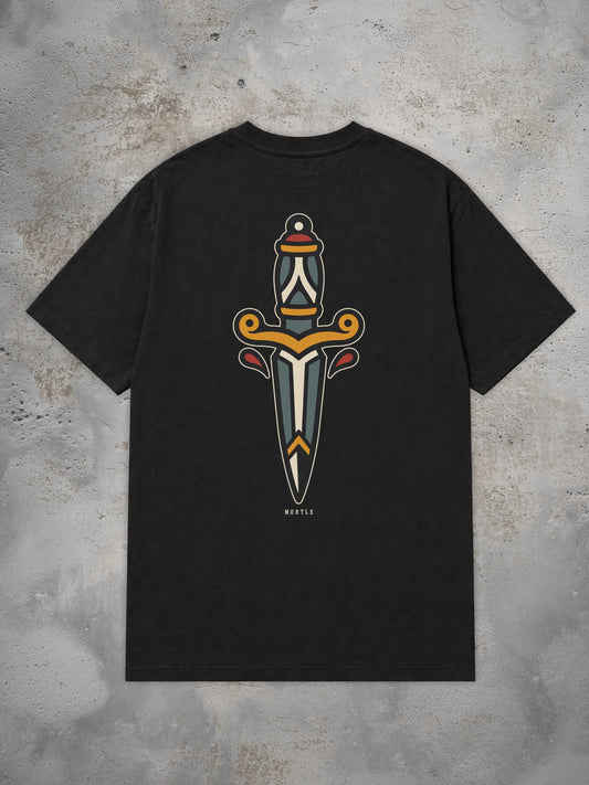 Off White Oversized Tattoo T-Shirt mit großem Adler Rückenprint im Traditional Tattoo Stil