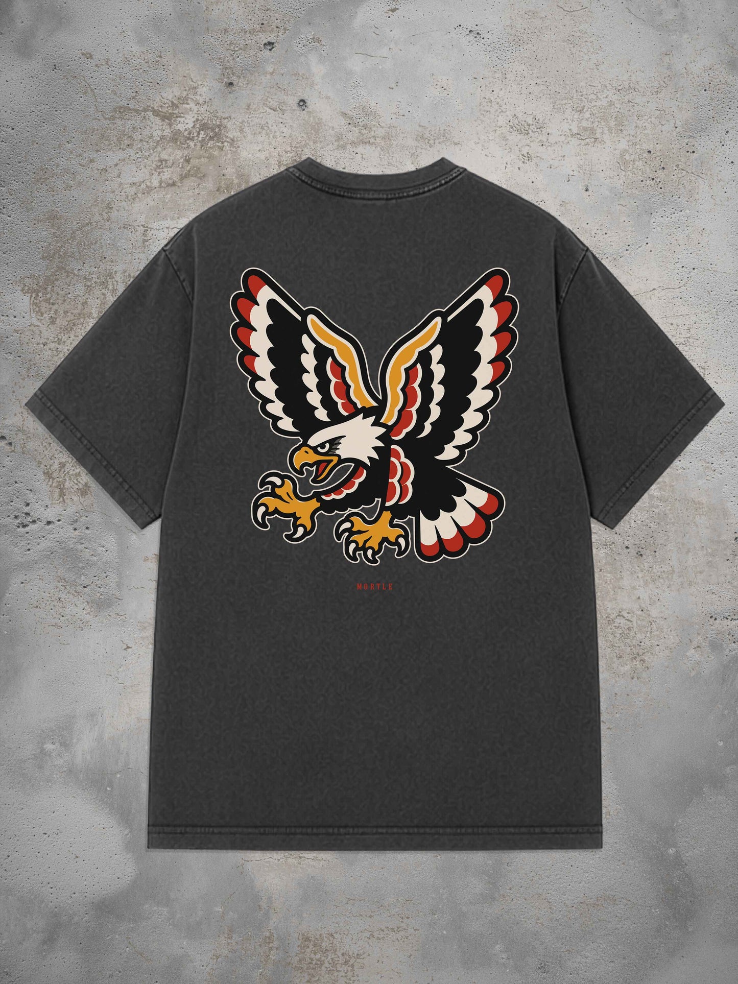 Off White Oversized Tattoo T-Shirt mit großem Adler Rückenprint im Traditional Tattoo Stil