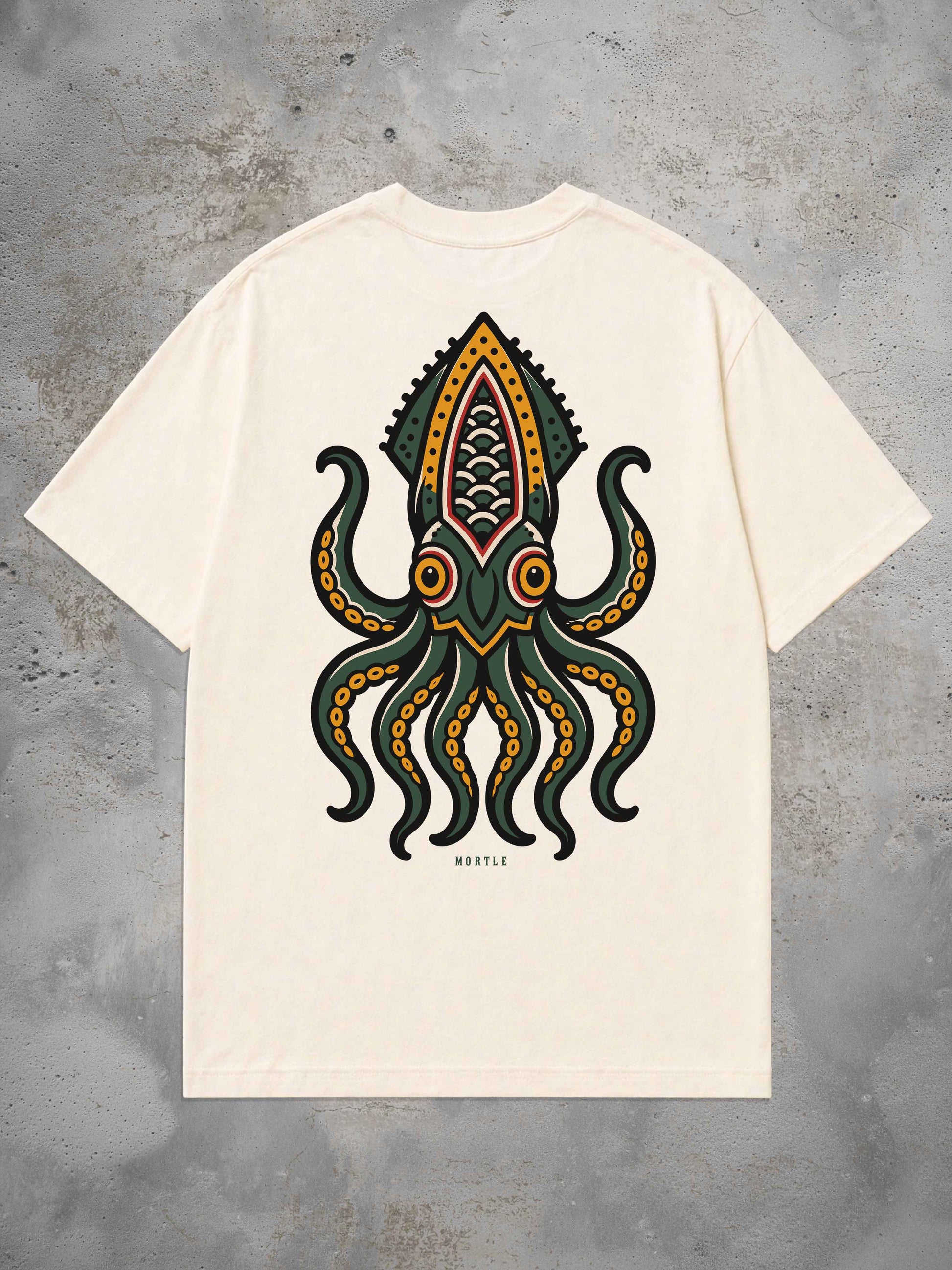 Octopus Oversized Tattoo T-Shirt by MORTLE with small chest print and heavyweight oversized fit.
