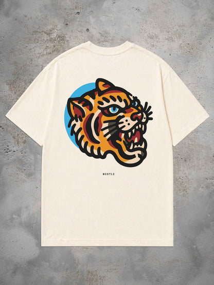 Tiger Oversized Tattoo T-Shirt by MORTLE featuring a large American Traditional tiger back print.