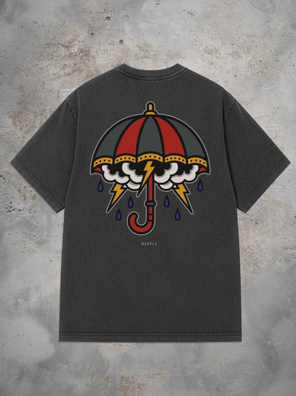 Storm Umbrella - Oversized Tattoo T-Shirt