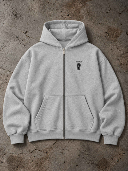 Octopus – Oversized Tattoo Zip Hoodie – melange grey