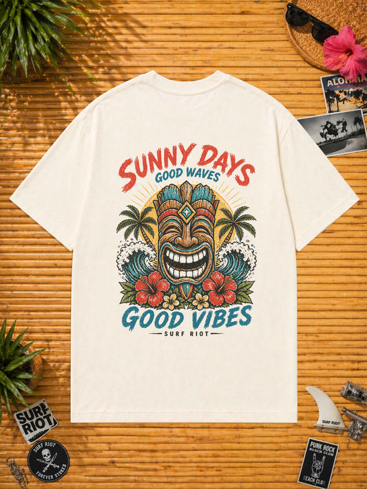 Good Vibes Tiki Loose Fit Shirt von Surf Riot in Natural Raw