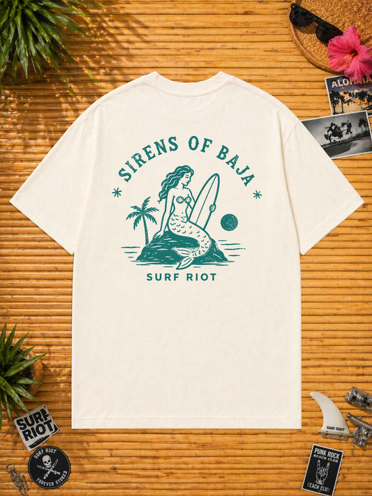 Sirens Of Baja Loose Fit Tee mit großem 60s Mermaid Surf Backprint