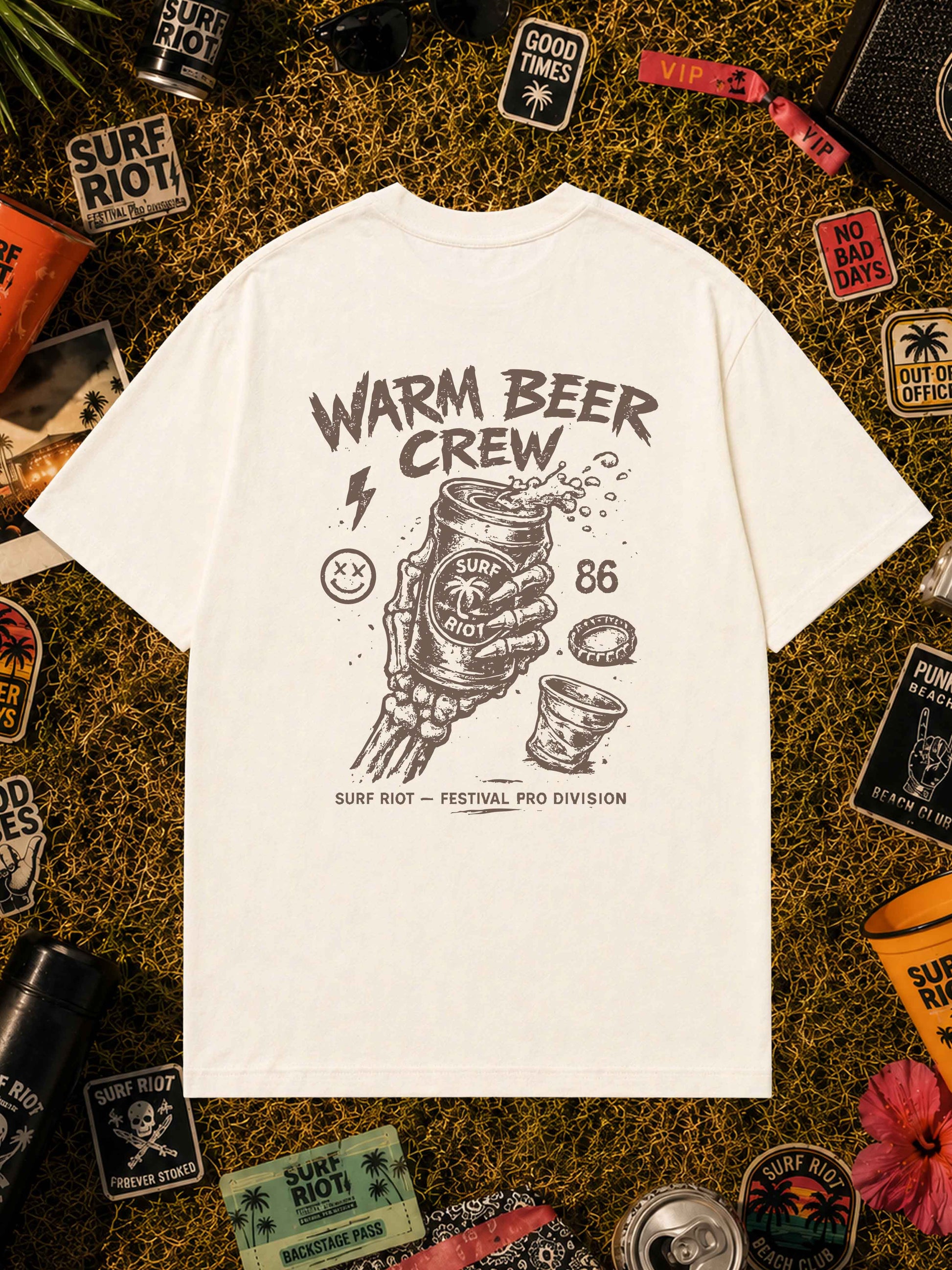 Warm Beer Crew Festival Shirt von Surf Riot in Natural Raw