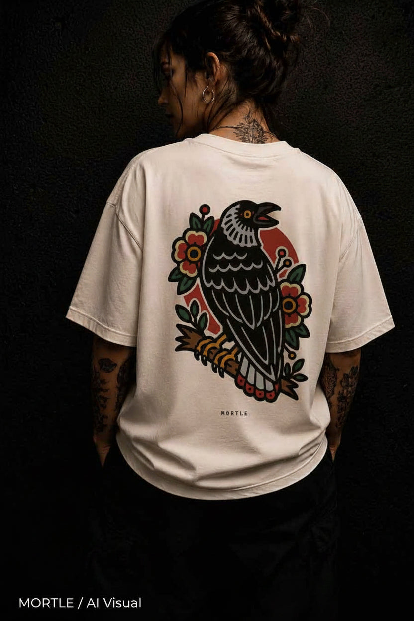 Crow - Oversized Tattoo T-Shirt – offwhite