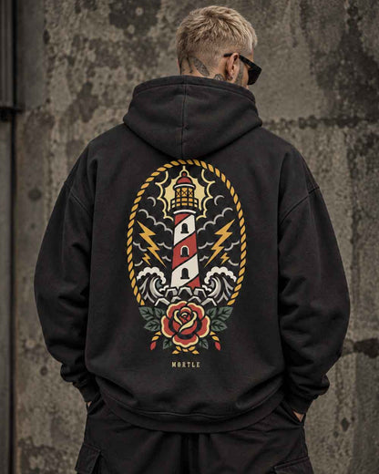 Lighthouse – Oversized Tattoo Hoodie – black