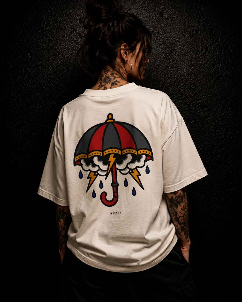 Storm Umbrella - Oversized Tattoo T-Shirt