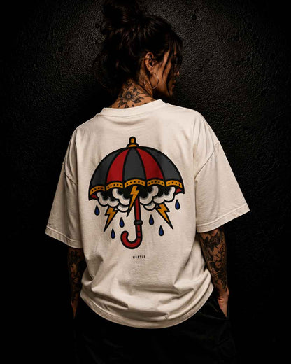Storm Umbrella - Oversized Tattoo T-Shirt