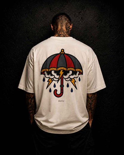 Storm Umbrella - Oversized Tattoo T-Shirt