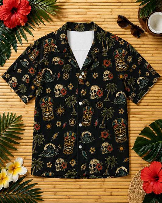 Tiki Riot Black Hawaii Shirt von Surf Riot mit Alloverprint